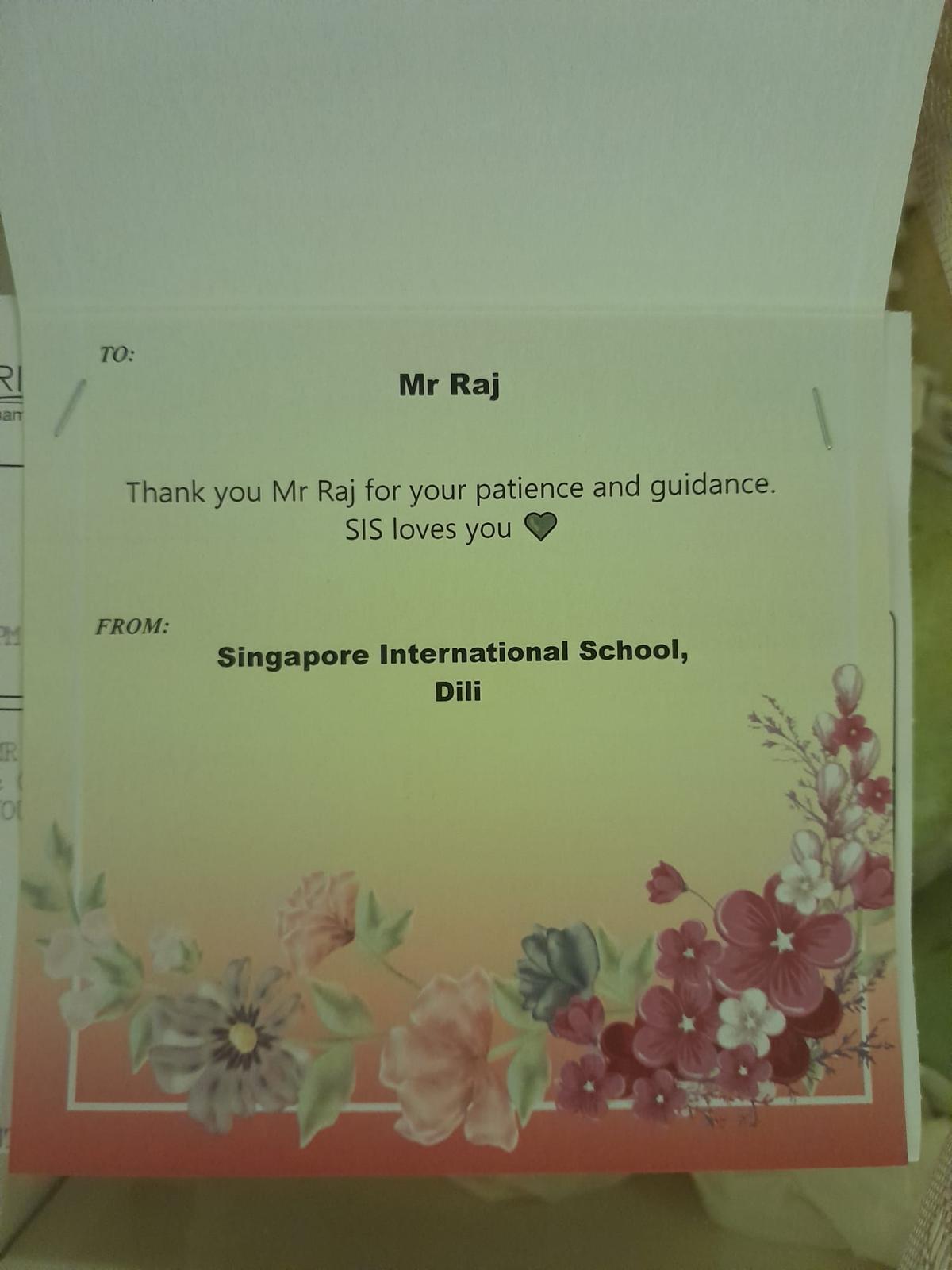 Message of professional appreciation